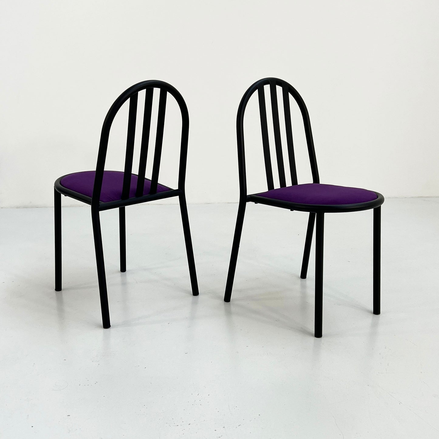 4 chaises No.222 en tissu violet par Robert Mallet-Stevens pour Pallucco Italia, vintage 1980