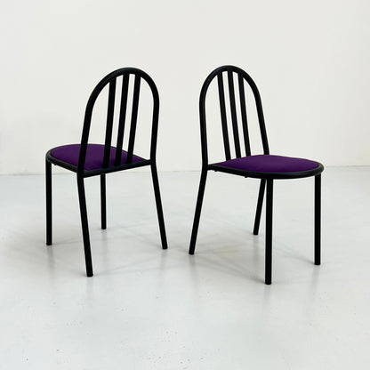 4 purple fabric No.222 chairs by Robert Mallet-Stevens for Pallucco Italia, 1980s vintage