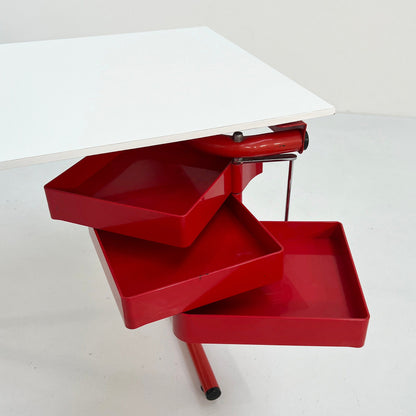 Red drawing table/desk by Joe Colombo for Bieffeplast, 1970s vintage