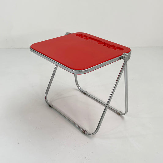 Red Platone folding table by Giancarlo Piretti for Anonima Castelli, 1970s vintage