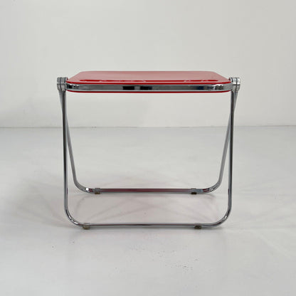 Red Platone folding table by Giancarlo Piretti for Anonima Castelli, 1970s vintage