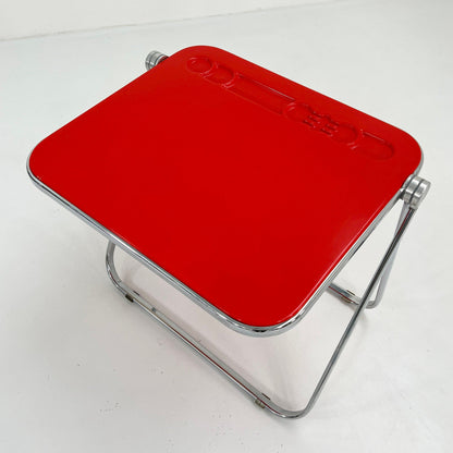 Red Platone folding table by Giancarlo Piretti for Anonima Castelli, 1970s vintage