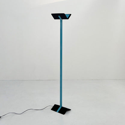 Postmoderne Schwarz und Blau Stehlampe, 1980er Vintage