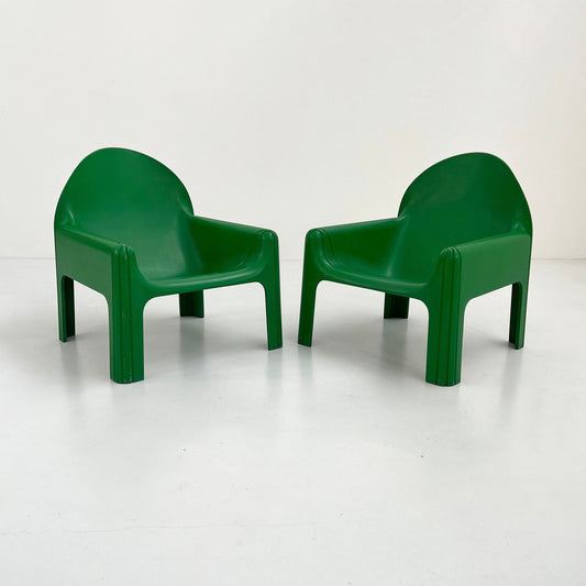 Set of 2 Green Model 4794 Lounge Chairs by Gae Aulenti for Kartell, 1970s Vintage