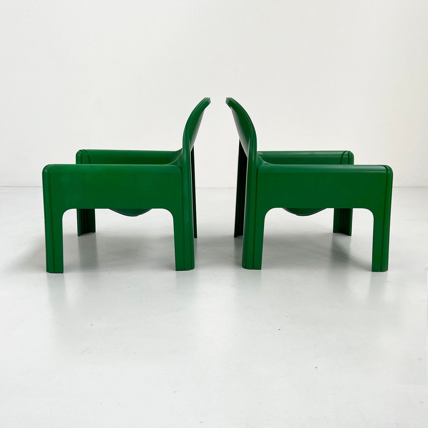 Set of 2 Green Model 4794 Lounge Chairs by Gae Aulenti for Kartell, 1970s Vintage