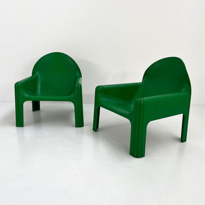 Set of 2 Green Model 4794 Lounge Chairs by Gae Aulenti for Kartell, 1970s Vintage