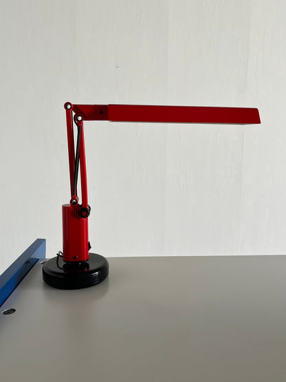 Italian red 'Lucifer' swivel desk lamp by Tom Ahlstrom and Hans Ehrich for Fagerhults, 1970s Sweden Vintage