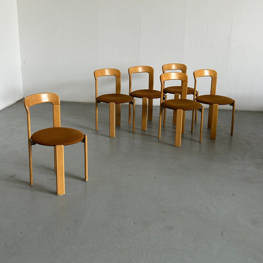 1 of 6 Bruno Rey stackable Mid-Century Modern dining chairs for Kusch+Co, 1990s Germany Vintage