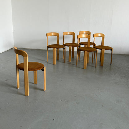 1 of 6 Bruno Rey stackable Mid-Century Modern dining chairs for Kusch+Co, 1990s Germany Vintage