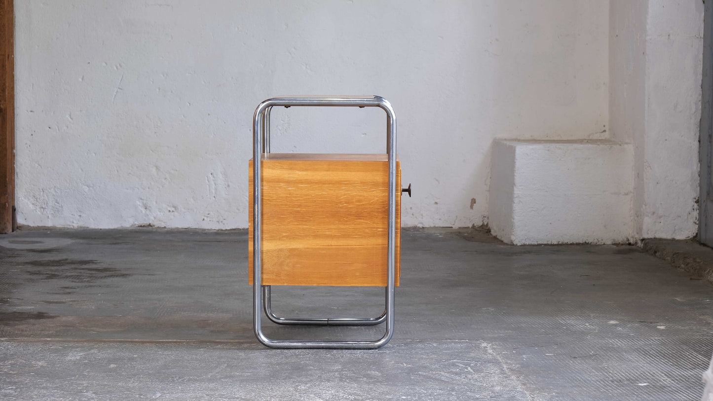 Bauhaus bedside table in light brown vintage