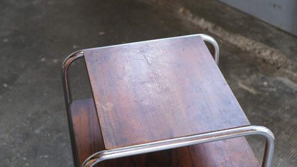 Tables de chevet Bauhaus plaqué bois marron foncé, set de 2 vintage