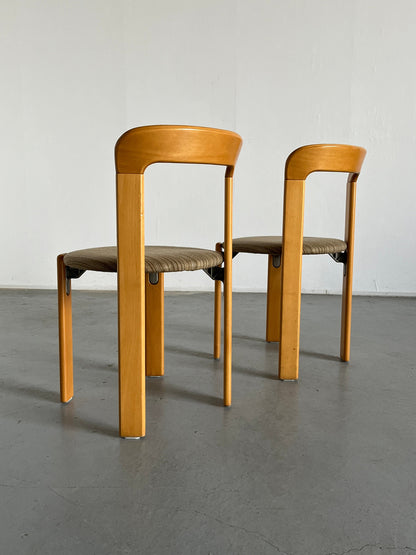 Ensemble de 2 chaises à manger empilables modernes du milieu du siècle Bruno Rey pour Kusch+Co, millésime allemand des années 1990