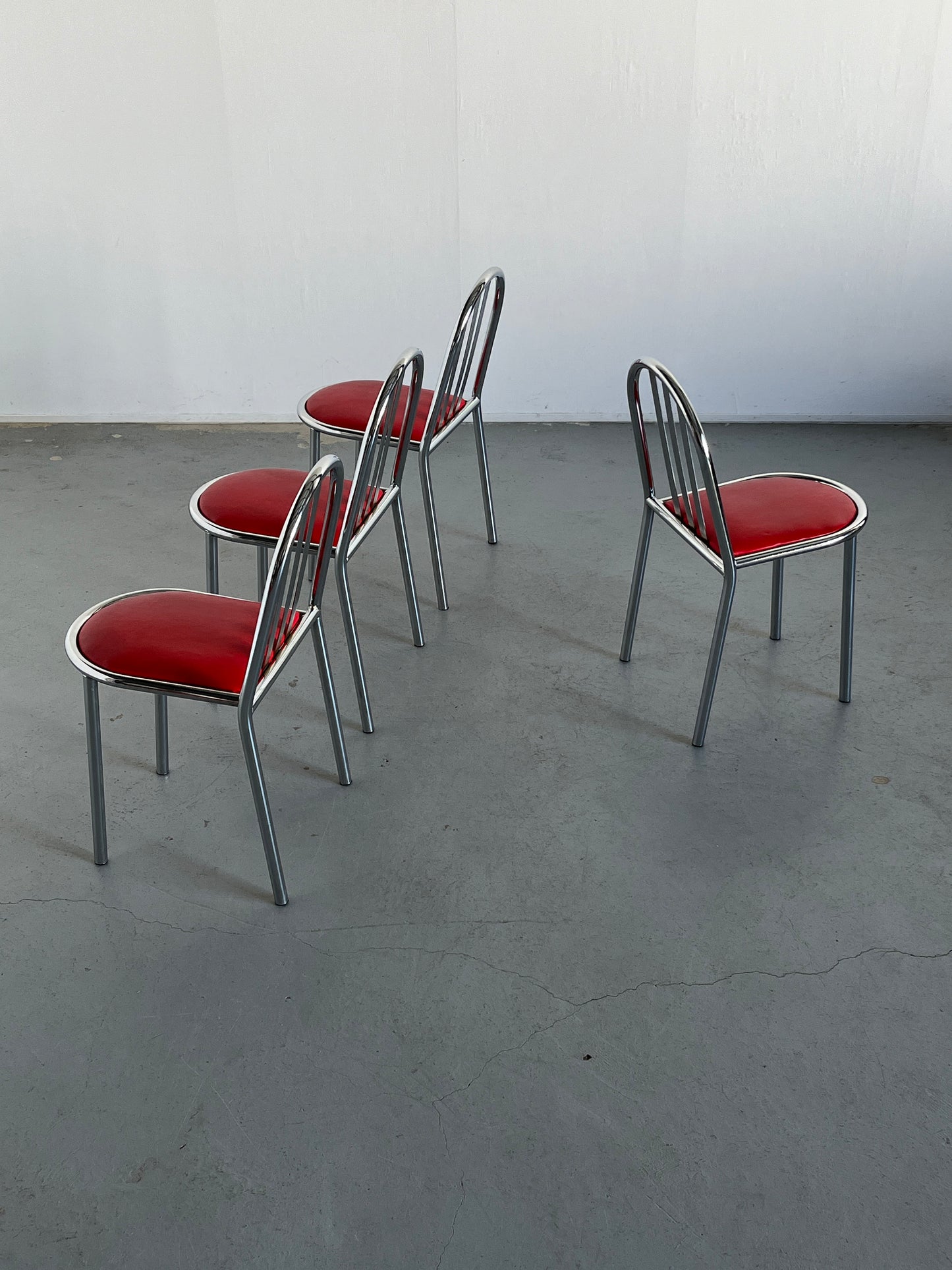 Set of 4 Robert Mallet-Stevens Model No. 222 stacking chairs for Pallucco Italia, Chrome Edition, iconic functionalist design, 1928 Vintage