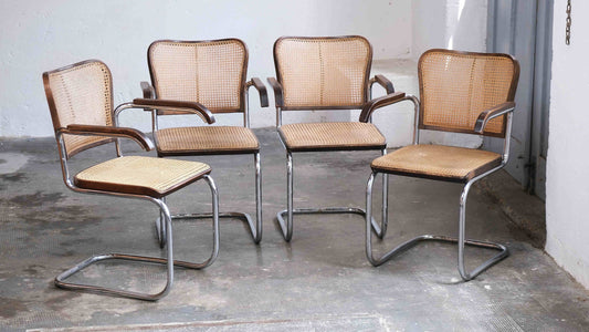 Set aus 4 Bauhaus Freischwinger Stühlen K 17 von Slezák als Thonet S 64 Variation Vintage