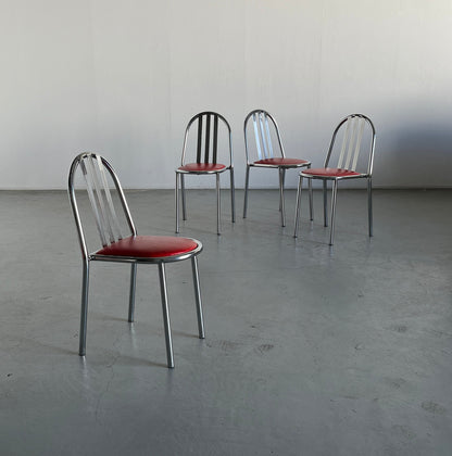 Set of 4 Robert Mallet-Stevens Model No. 222 stacking chairs for Pallucco Italia, Chrome Edition, iconic functionalist design, 1928 Vintage