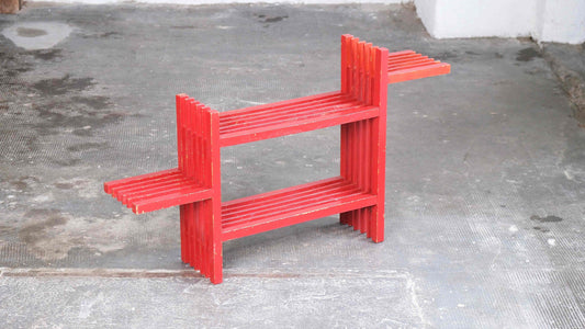 Bauhaus / Art Deco wooden plant stand in red vintage