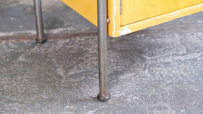 Table de chevet Bauhaus en jaune-marron vintage