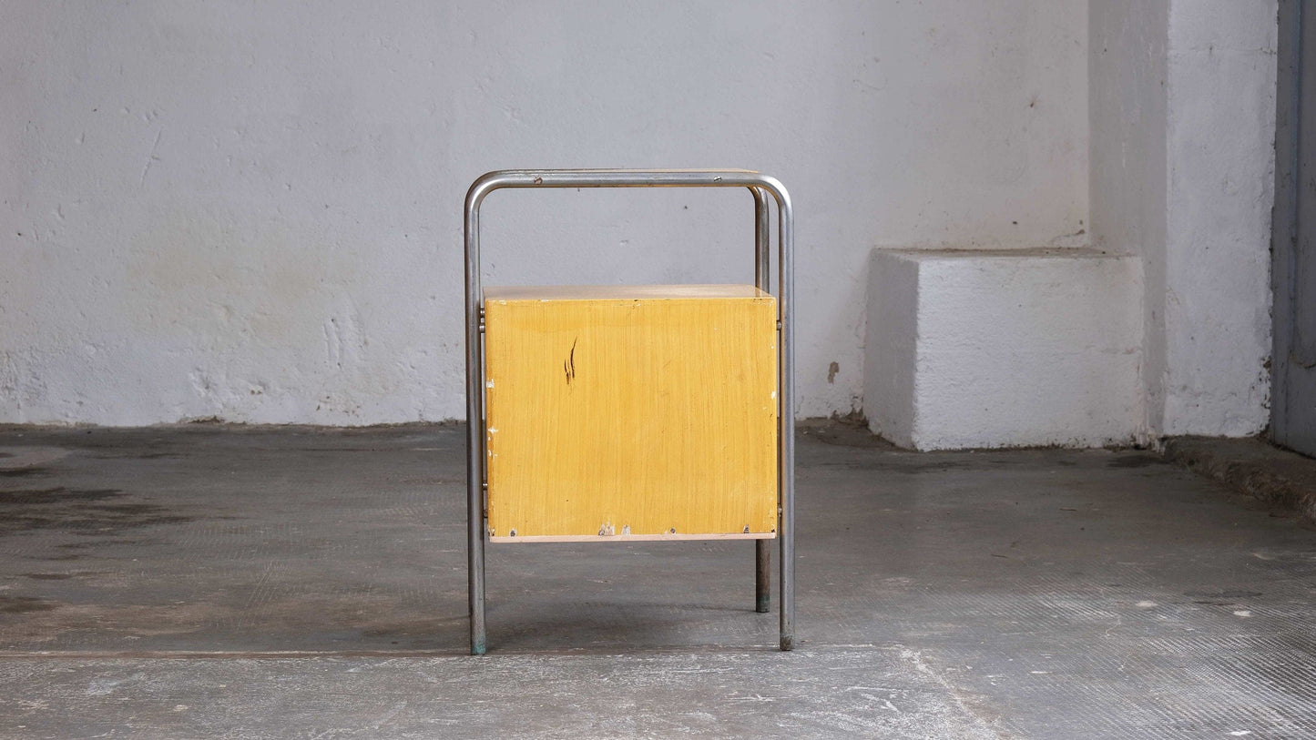 Table de chevet Bauhaus en jaune-marron #2 vintage