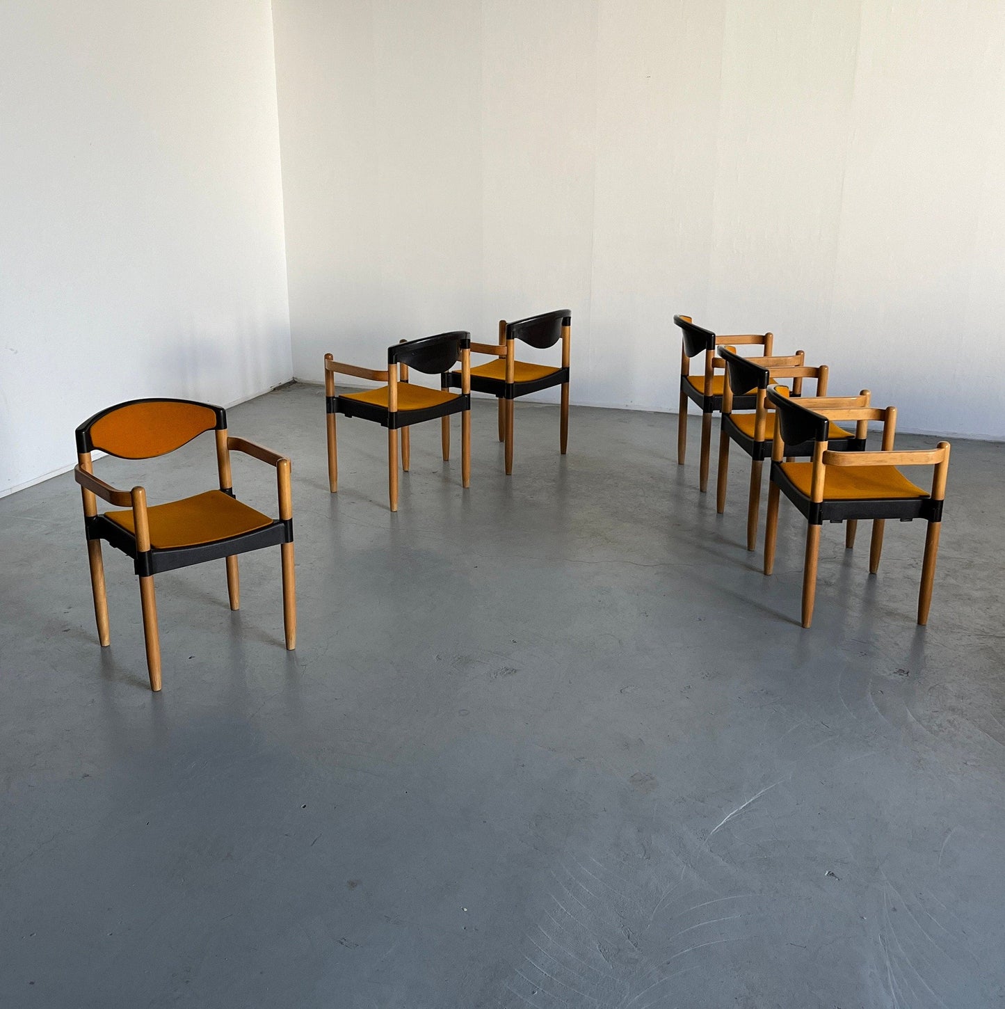 Stackable "Strax" Armchairs by Hartmut Lohmeyer for Casala in Orange Fabric, 1980s Germany Vintage