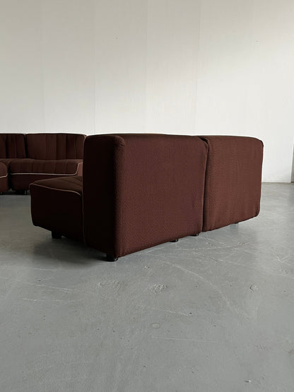 Novemila 9000 Mid-Century-Modern Modular Sofa von Tito Agnoli für Arflex, Brauner Stoff, 1969 Italien Vintage