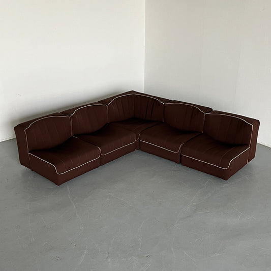 Novemila 9000 Mid-Century-Modern Modular Sofa by Tito Agnoli for Arflex, Brown Fabric, 1969 Italy Vintage