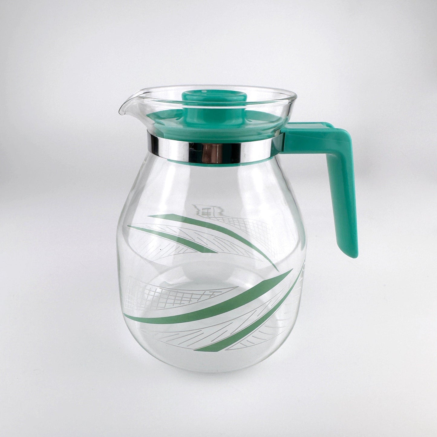 Postmodern Glass Carafe Jug Mint Green Memphis Milano 1990 1980 80s 90s Coffee Tea Iced Tea Vintage