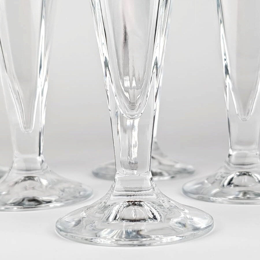 6 italienische Kristallgläser Sekt Champagner 80er Glas Art Deco Revival Vintage