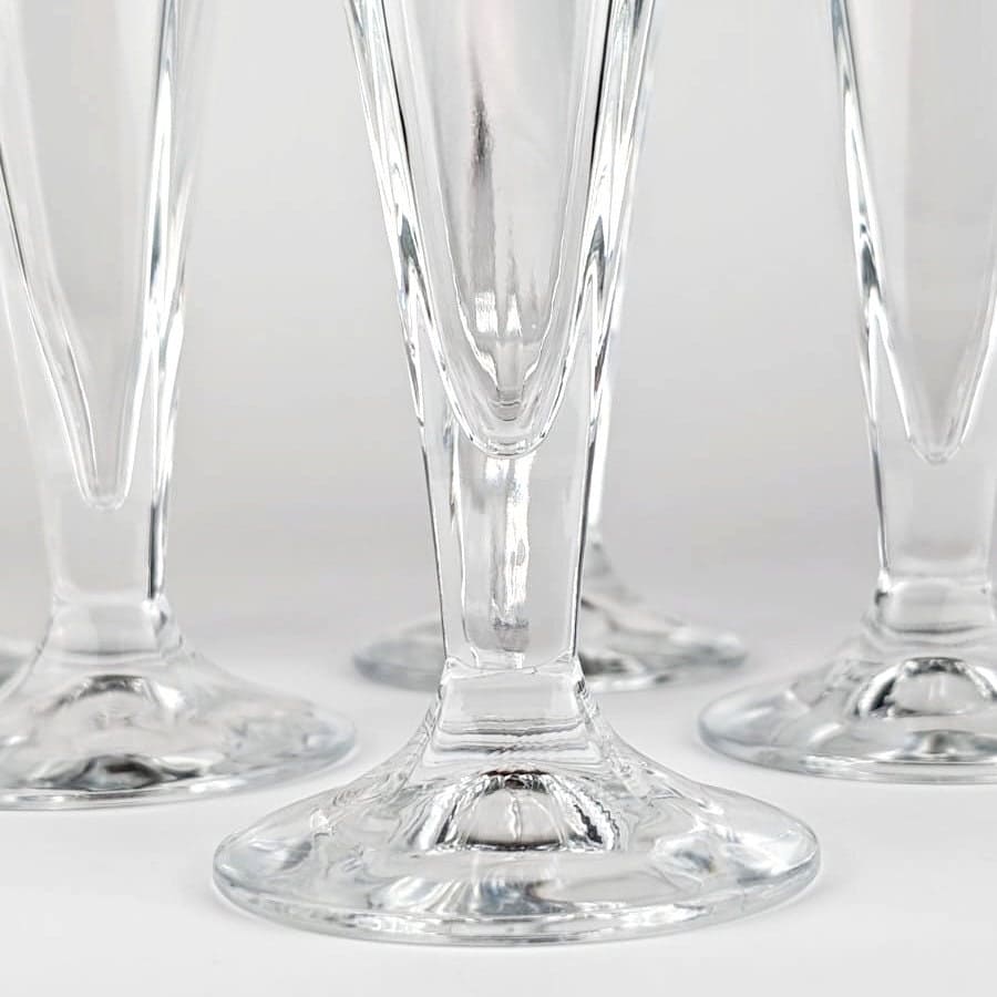 6 Italian crystal glasses sparkling wine champagne 80s glass Art Deco Revival Vintage