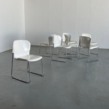 1 of 8 white SM 400 Swing chairs by Gerd Lange for Drabert, 1979 / Retro plastic dining chairs vintage