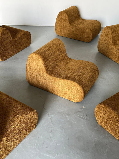 Vintage lounge chair or club chair in mid-century modern style from Italy in ochre boucle, 1970s Italy