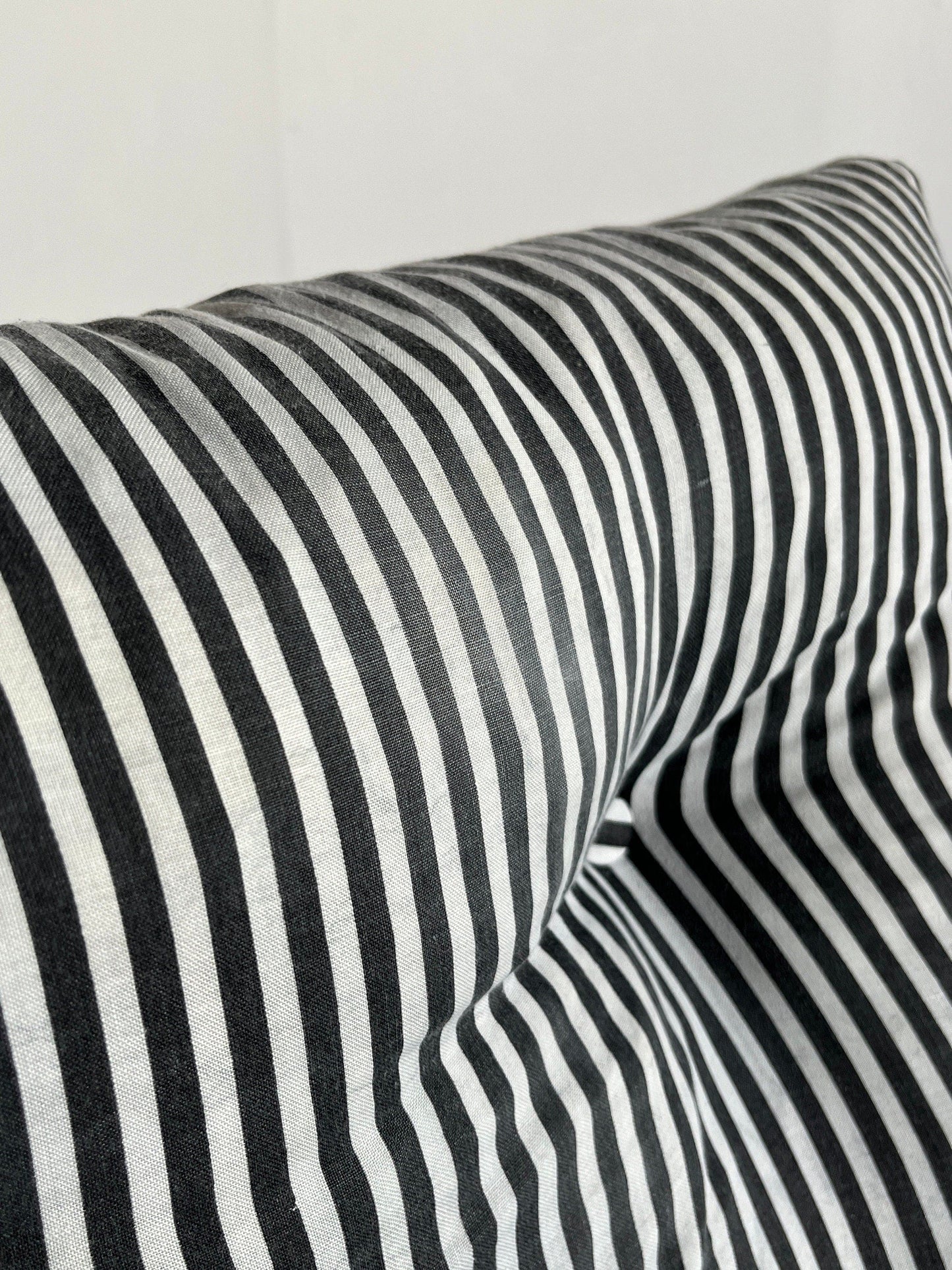 Ikea Style Postmodern Memphis Armchair, Minimalist Black und White Striped Fabric, 1980s Vintage