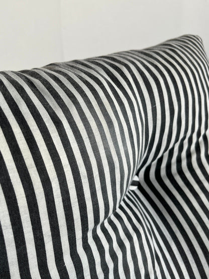 Ikea Style Postmodern Memphis Armchair, Minimalist Black and White Striped Fabric, 1980s Vintage