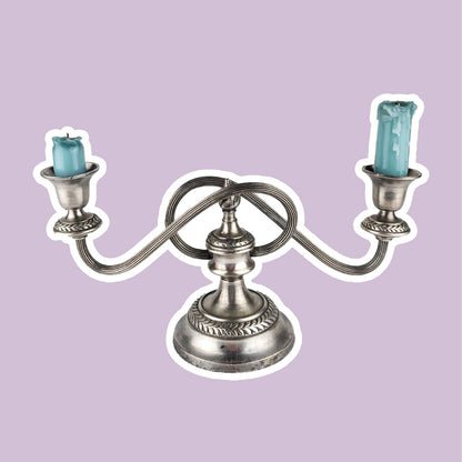 Set of 3 candle holders England candles candlestick curved swirl metal silver plated vintage