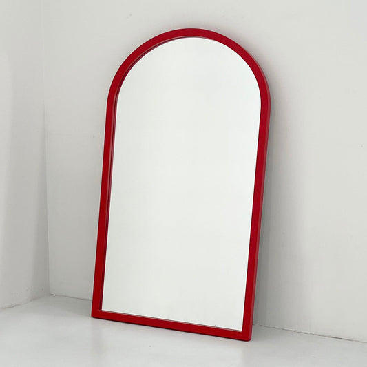Large red frame mirror by Anna Castelli Ferrieri for Kartell, 1980s vintage
