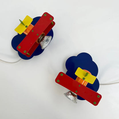 Set of 2 playful wall lights for children, 1980s vintage