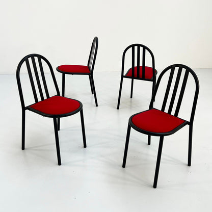 4 Chaises No.222 en Tissu Rouge par Robert Mallet-Stevens pour Pallucco Italia, Vintage 1980