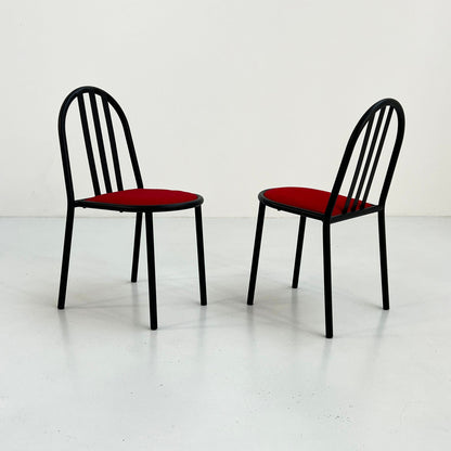 4 Chaises No.222 en Tissu Rouge par Robert Mallet-Stevens pour Pallucco Italia, Vintage 1980