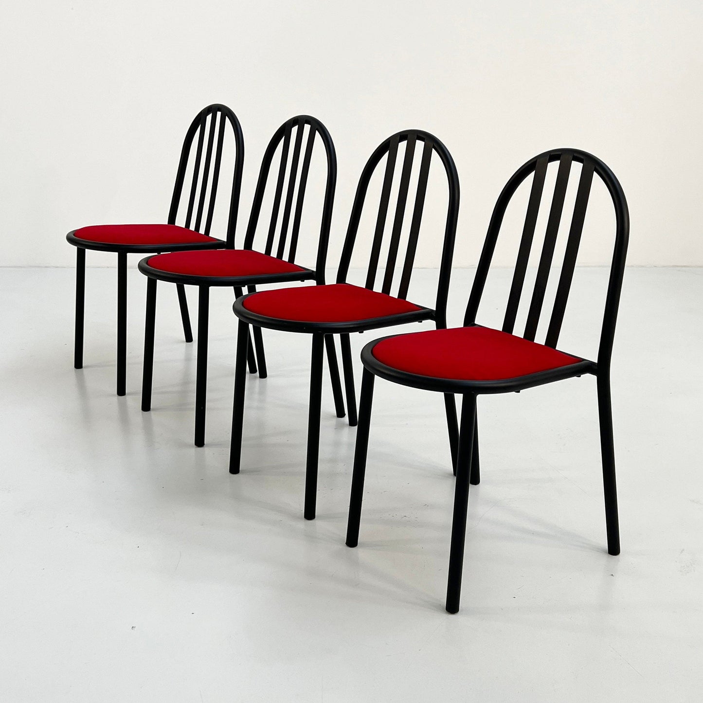 4 Red Fabric No.222 Chairs by Robert Mallet-Stevens for Pallucco Italia, 1980s Vintage