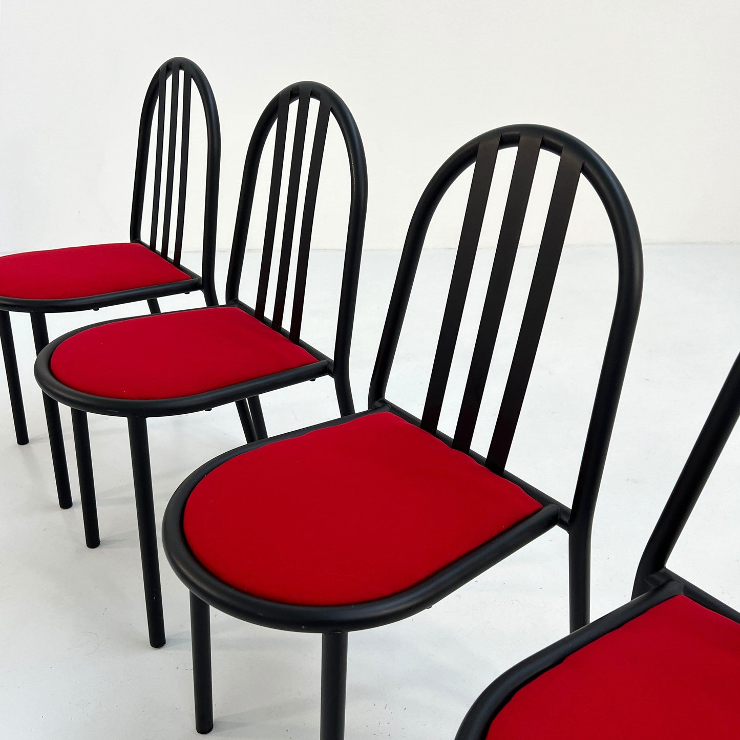 4 Chaises No.222 en Tissu Rouge par Robert Mallet-Stevens pour Pallucco Italia, Vintage 1980