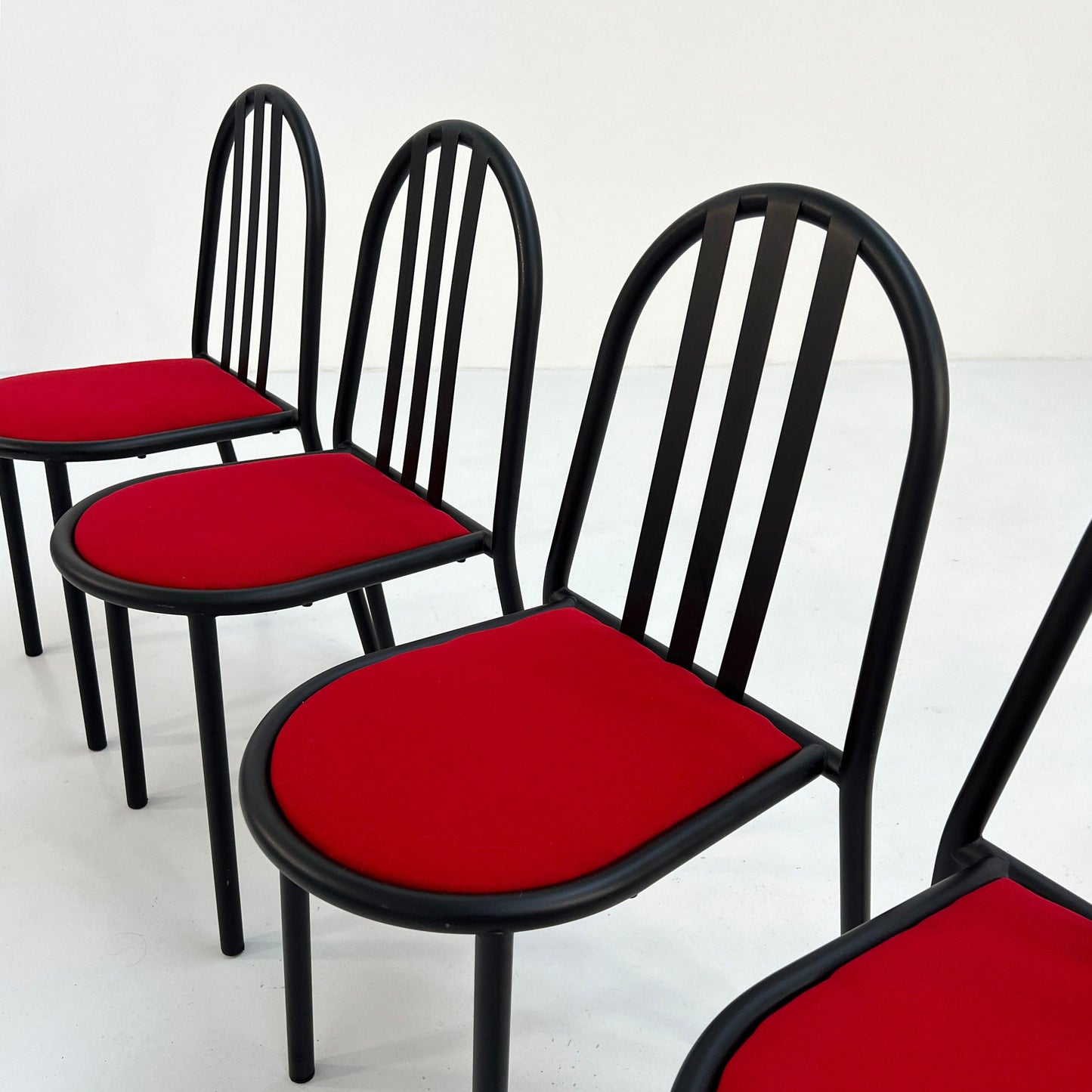 4 Red Fabric No.222 Chairs by Robert Mallet-Stevens for Pallucco Italia, 1980s Vintage