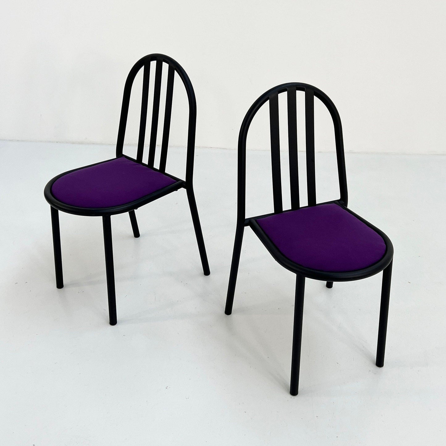 4 purple fabric No.222 chairs by Robert Mallet-Stevens for Pallucco Italia, 1980s vintage