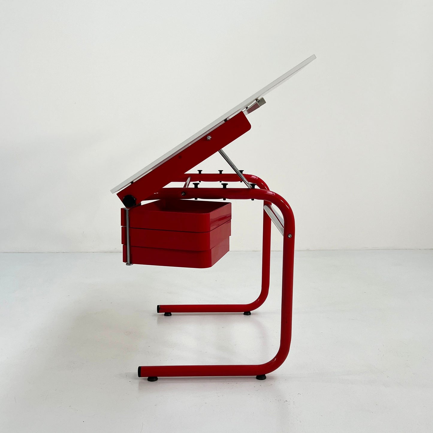 Red drawing table/desk by Joe Colombo for Bieffeplast, 1970s vintage