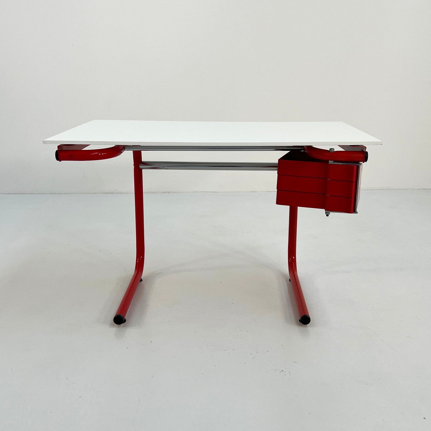 Red drawing table/desk by Joe Colombo for Bieffeplast, 1970s vintage