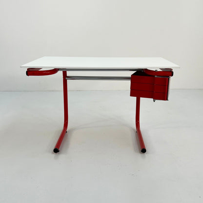 Table à dessin/bureau rouge de Joe Colombo pour Bieffeplast, vintage 1970