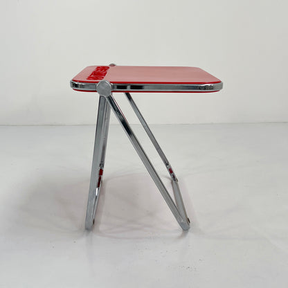 Red Platone folding table by Giancarlo Piretti for Anonima Castelli, 1970s vintage