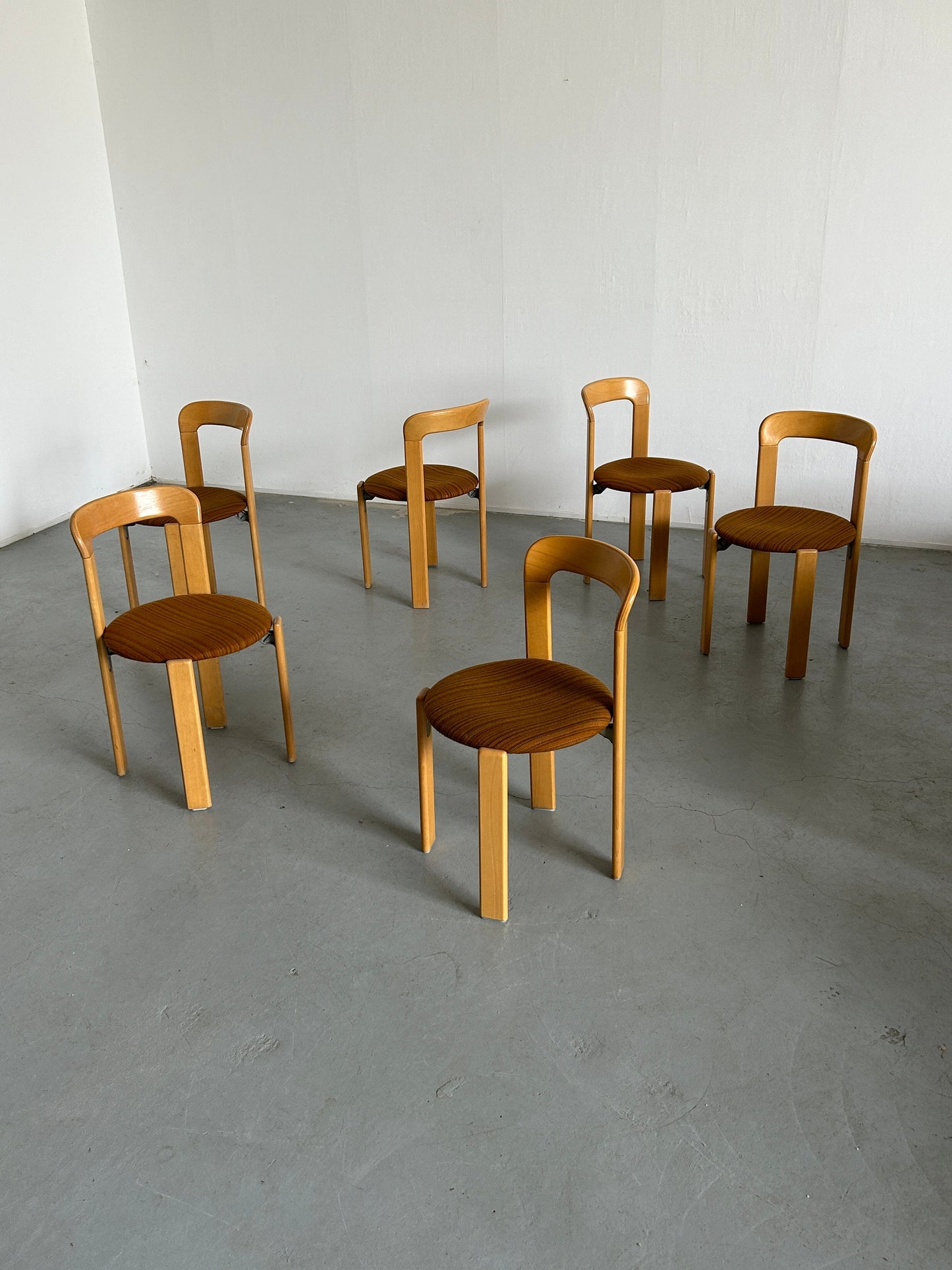 1 of 6 Bruno Rey stackable Mid-Century Modern dining chairs for Kusch+Co, 1990s Germany Vintage