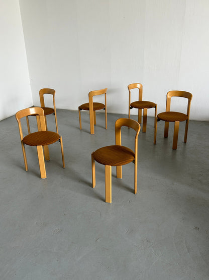 1 of 6 Bruno Rey stackable Mid-Century Modern dining chairs for Kusch+Co, 1990s Germany Vintage