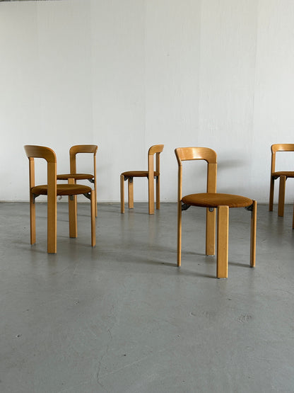 1 of 6 Bruno Rey stackable Mid-Century Modern dining chairs for Kusch+Co, 1990s Germany Vintage