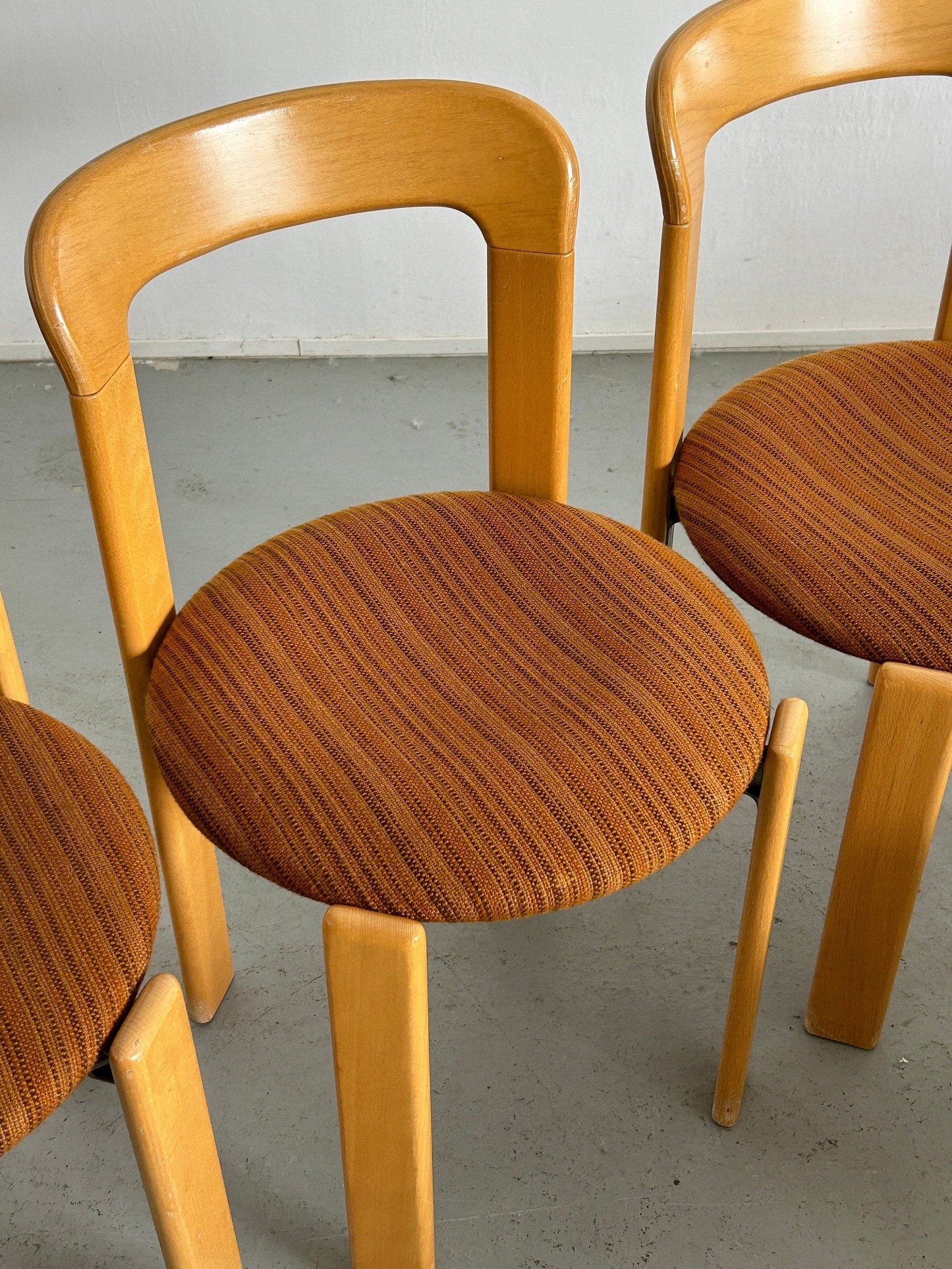 1 of 6 Bruno Rey stackable Mid-Century Modern dining chairs for Kusch+Co, 1990s Germany Vintage