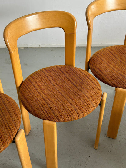 1 des 6 chaises à manger modernes empilables du milieu du siècle de Bruno Rey pour Kusch+Co, millésime allemand des années 1990